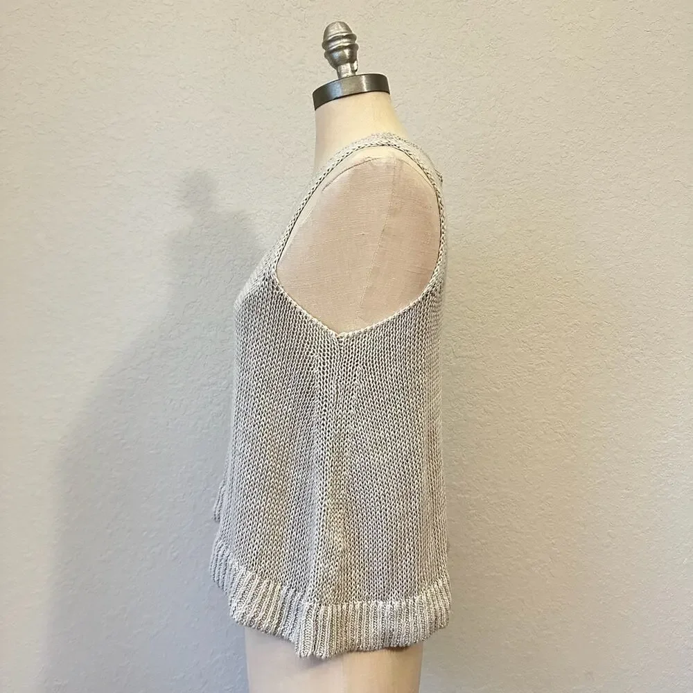 BANANA REPUBLIC Sweater Tank Beige Heirloom Linen Open Knit Pullover NWT - Picture 5 of 9